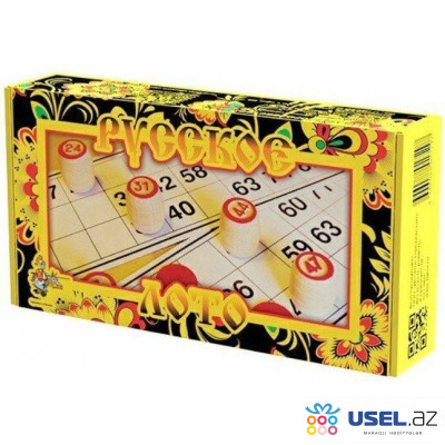Настольная игра Русское лото в картонной коробке с деревянными бочонками